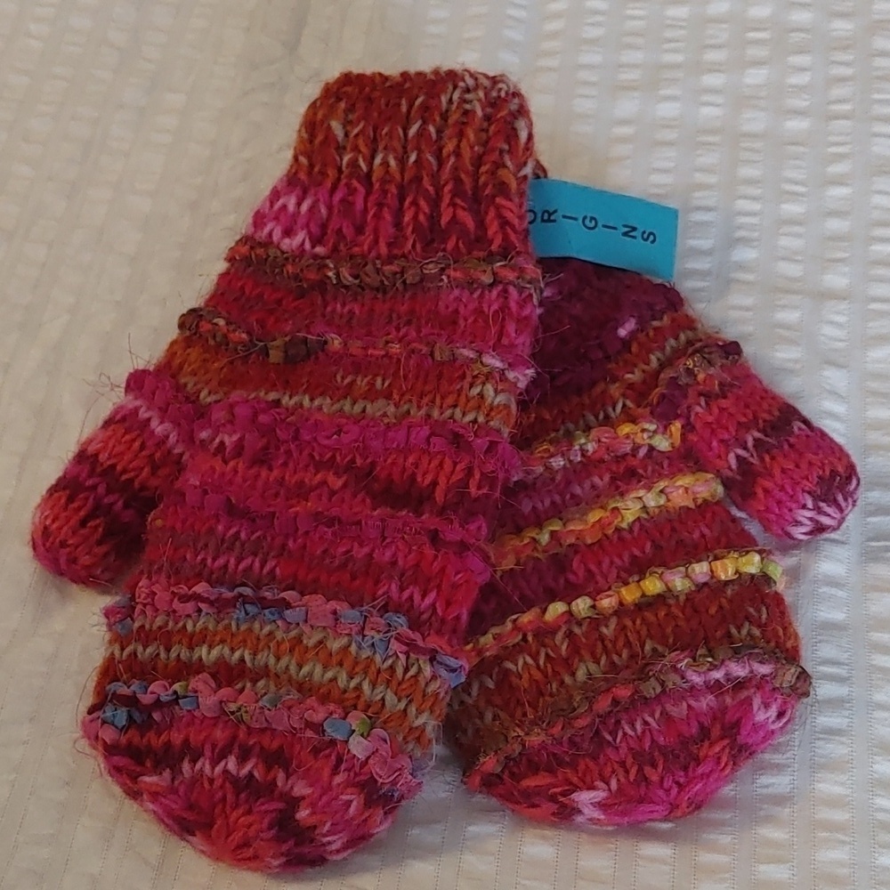 NEW Origins 100% Wool Multicoloured Bohemian Lined Mittens